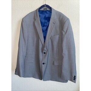 Tommy Hilfiger men sport Blazer jacket 100% worsted wool gingham gray 50R Plaid